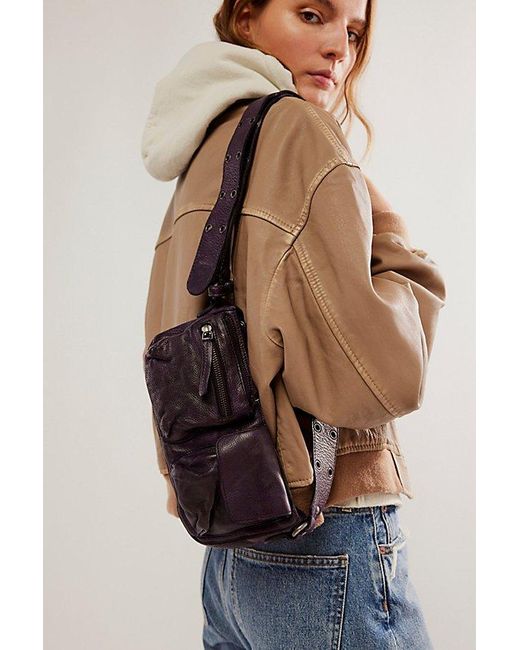 Free People Blue Wade Leather Sling