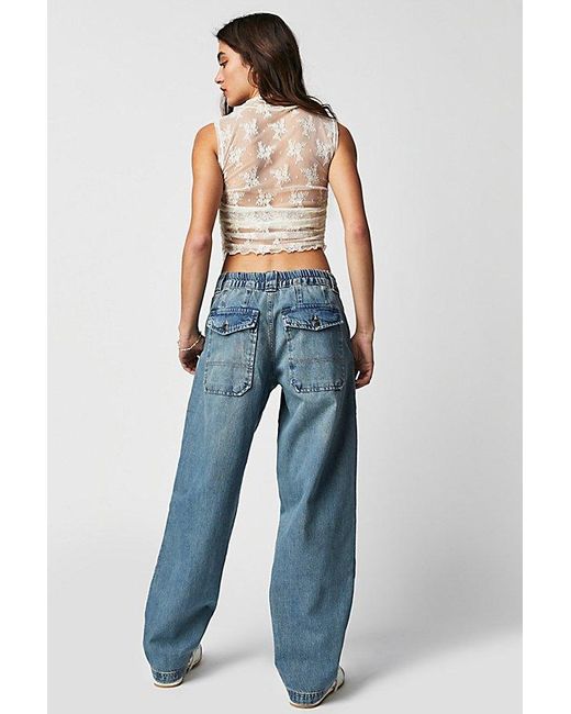 Free People Blue Maeve Low-slung Oversized Jeans