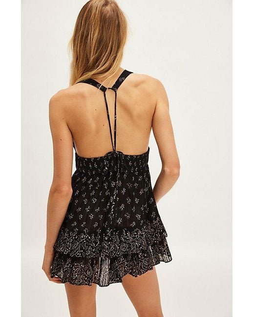 Intimately By Free People Black Happy Hour Printed Mini Slip By