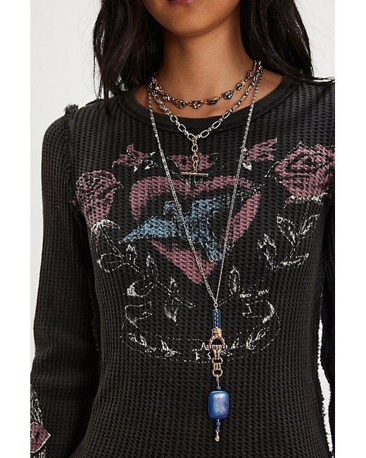 Free People Black Lucky Locket Tee