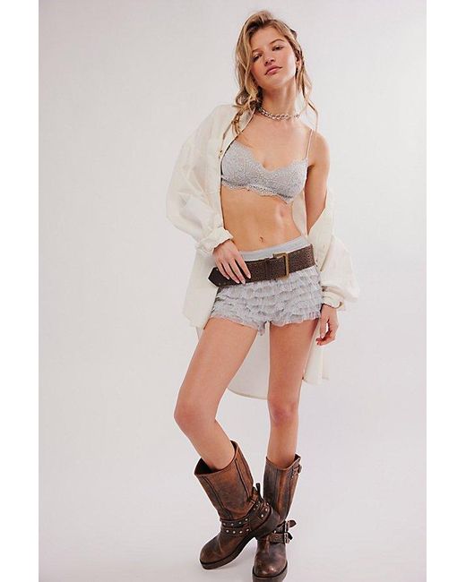 Free People Gray Feeling For Lace Shorties