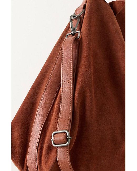 Free People Brown Suzie Suede Slouchy Tote Bag