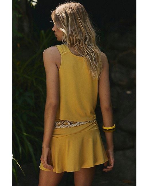 free-est Yellow Good Feels Mini Skirt Set By