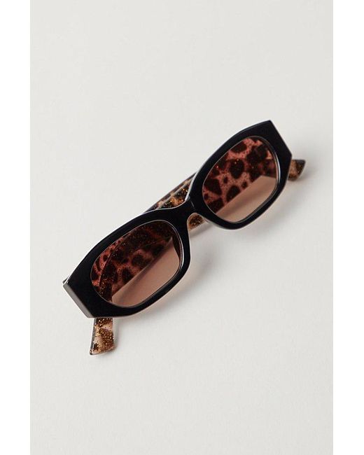 Free People Brown Wild Side Square Sunnies