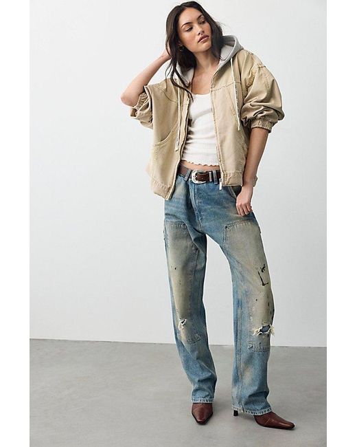 Free People Natural We The Free Iggy Hooded Denim Jacket