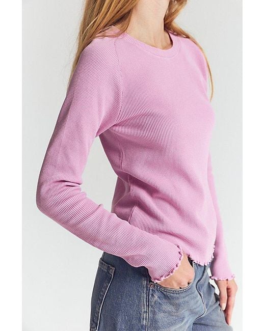 Free People Pink Easy Does It Long Sleeve Tee