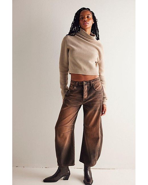 Free People Brown We The Free Good Luck Mid-rise Barrel Jeans
