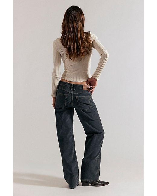 Free People Black Tennessee Low-Rise Corduroy Boyfriend Jeans