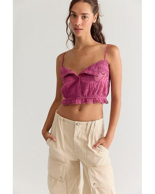 Free People Pink Rosa Embroidered Cami