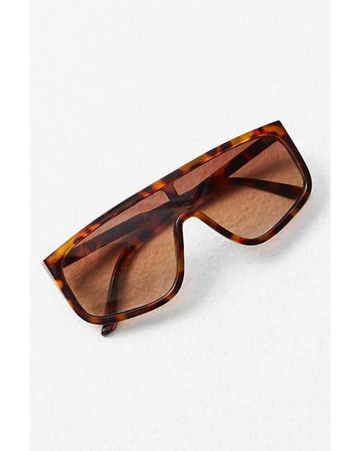 Free People Multicolor Bayview Wide Shield Sunglasses At In Brown Tort