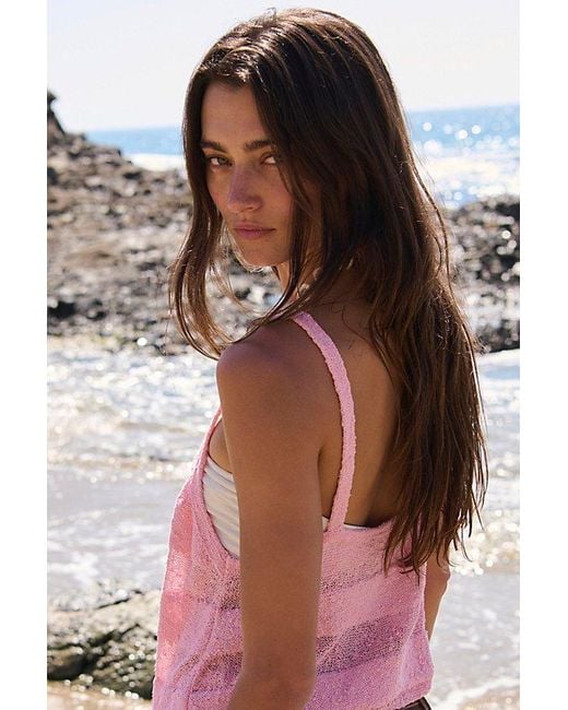 free-est Pink By The Beach Sweater Tank Top By