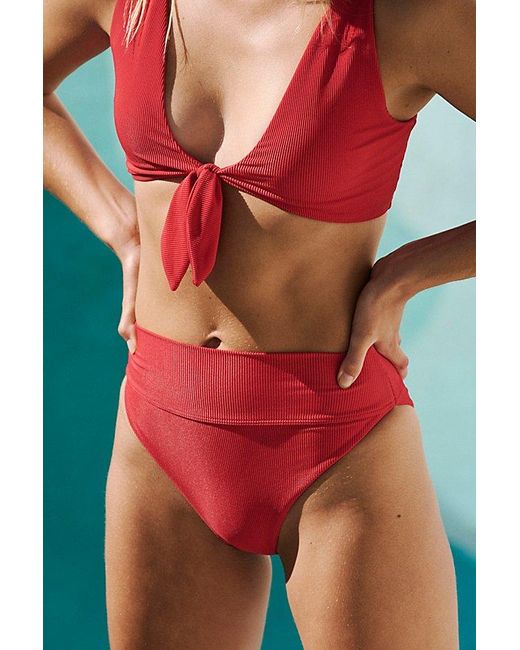 Beach Riot Solid Highway Bikini Bottoms At Free People In Red, Size: Small