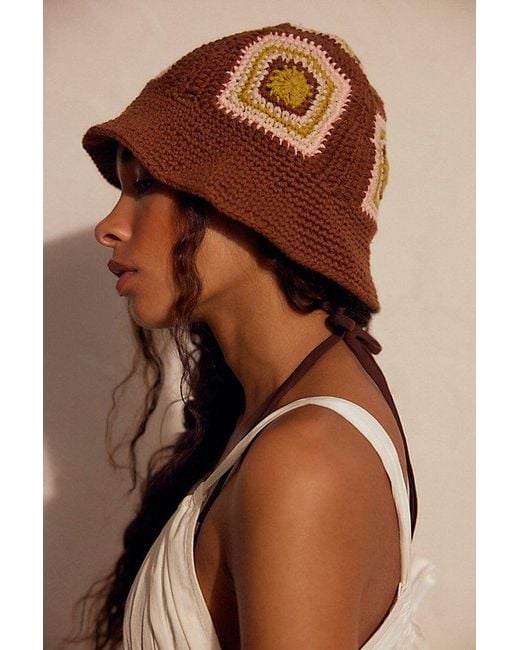 Free People Black Sofie Crochet Bucket Hat