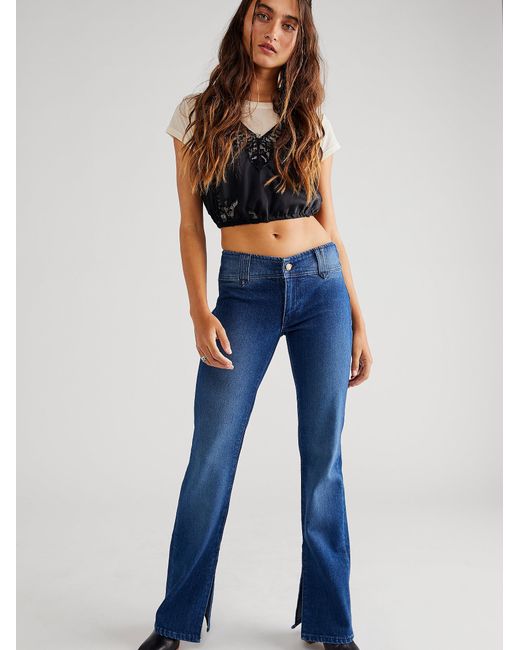 Free People Denim Stillwater Low-rise Slim Flare Jeans in Blue | Lyst