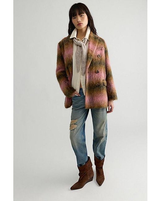 Rodebjer Brown Leah Check Wool Coat