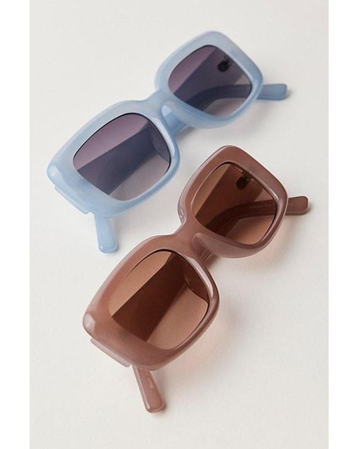 Free People Blue Frankie Rectangle Sunglasses