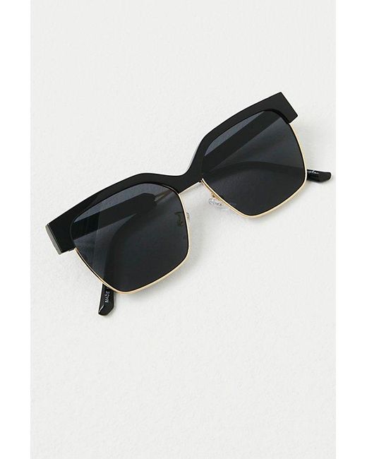 Free People Green Honey Square Sunglasses At In Black