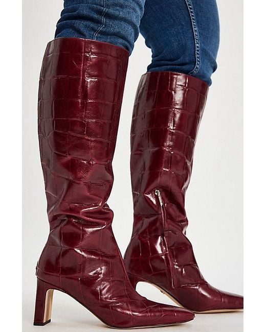 Sam Edelman Blue Sylvia Croc Wide Calf Tall Boots