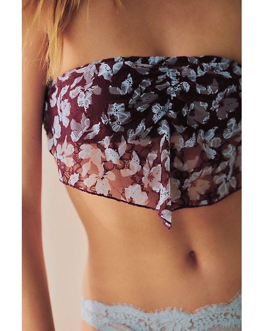 Intimately By Free People Black Printed Lace Scarf Bandeau Top By
