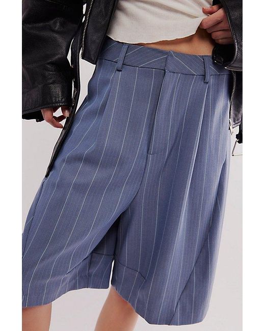 Free People Blue Something About You Trouser Shorts