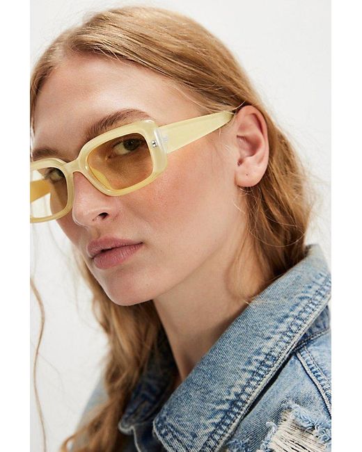 Free People Yellow Frankie Rectangle Sunglasses