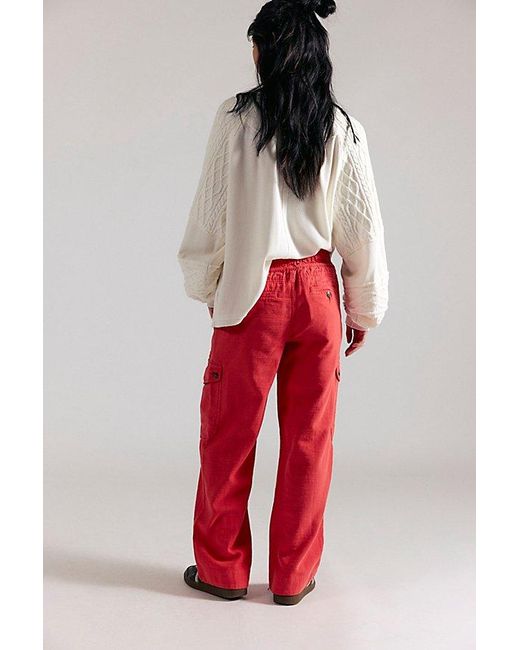Free People Red We The Free Park Ave Pull-On Cargo Pants