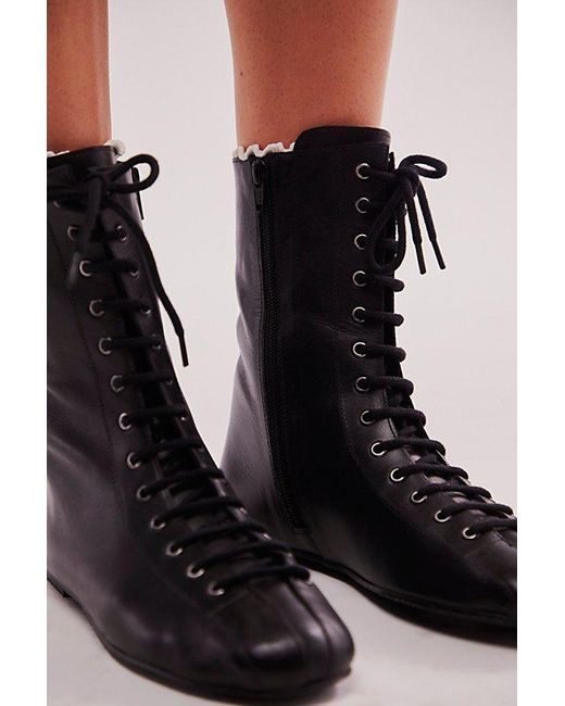 Free People Black Boxing Day Lace Up Boots