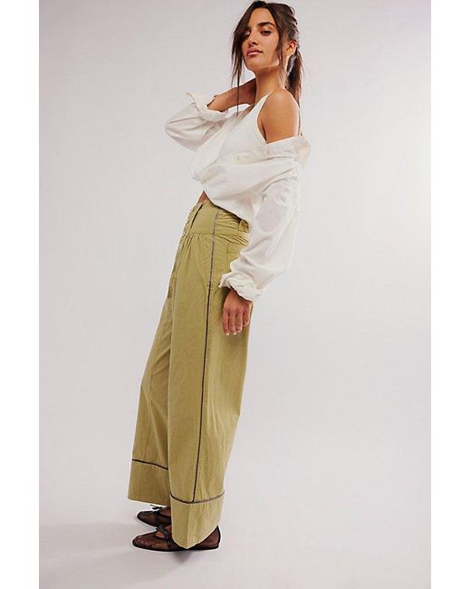 Free People Natural Good Call Striped Pull-on Pants