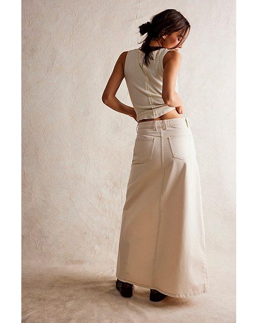 Free People Natural Come As You Are Denim Maxi Skirt