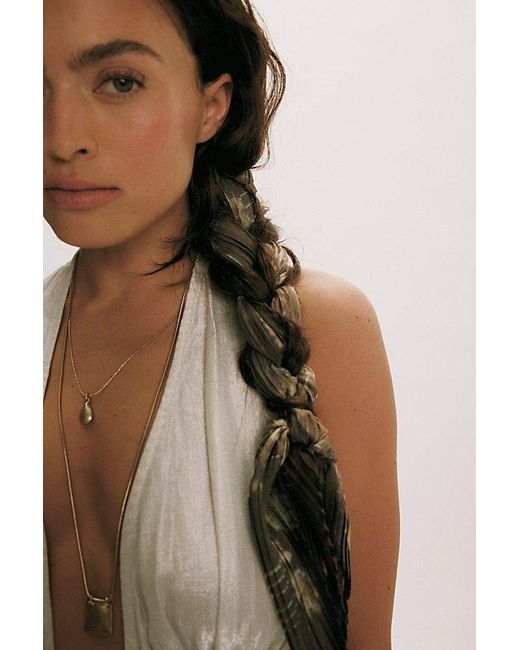Free People Natural Pleated Printed Skinny Bandana