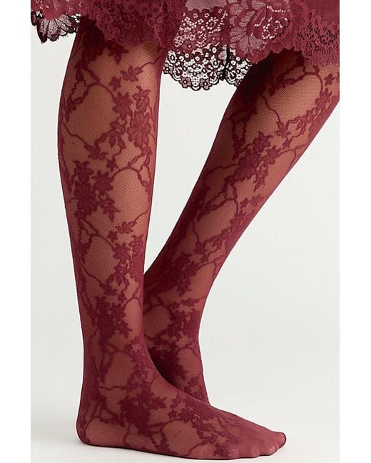 Swedish Stockings Red Fp X Lena Lace Tights