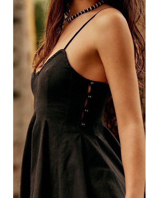 Free People Tan Lines Stretch Linen Mini Dress in Black | Lyst Free People Tan Lines Stretch Linen Mini Dress in Black | Lyst