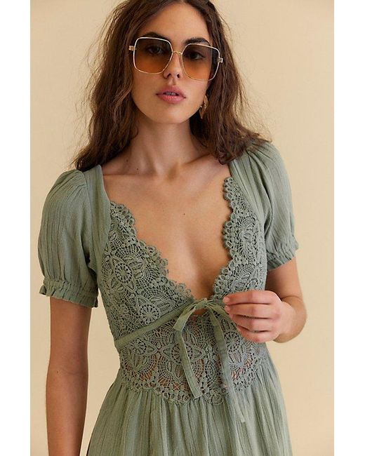 Free People All You Need Is Lace Midi in Green | Lyst Free People All You Need Is Lace Midi in Green | Lyst