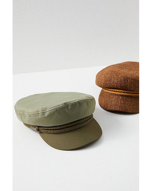Brixton Black Fiddler Marine Cap At Free People In Straw, Size: Small