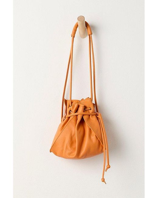 Free People Orange Lucy Leather Pouch