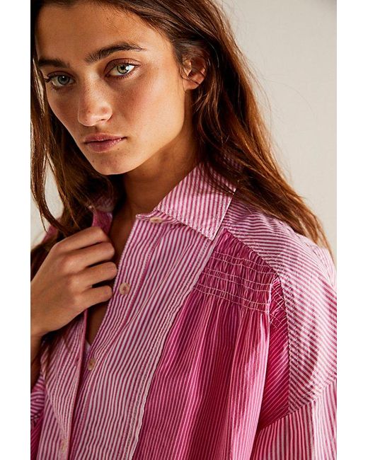Free People Red We The Free Striped Up Shirt