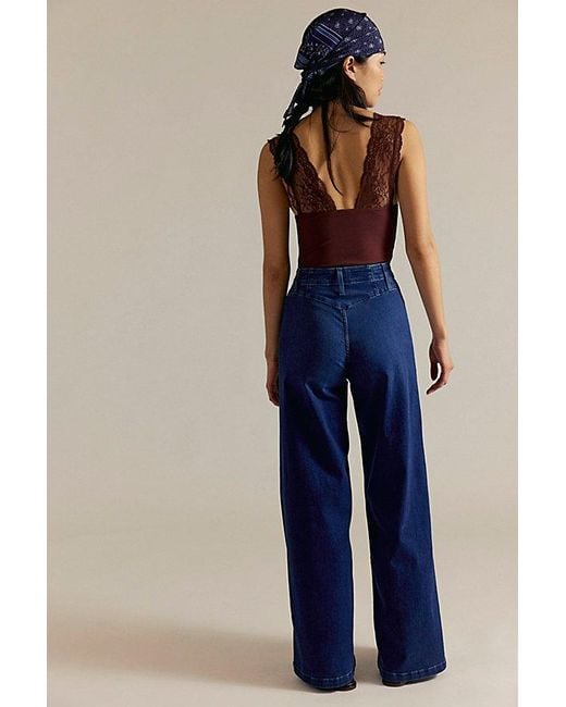 Free People Blue Libre Wide-leg Jeans