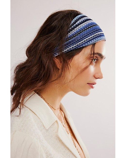 Free People Blue Sara Striped Soft Headband