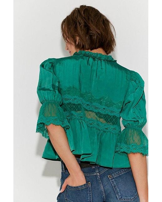 Intimately By Free People Green Forever Young Bed Jacket Top By