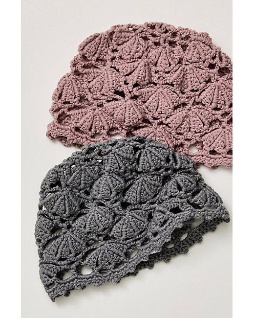 Free People Brown Cora Crochet Knit Skull Cap