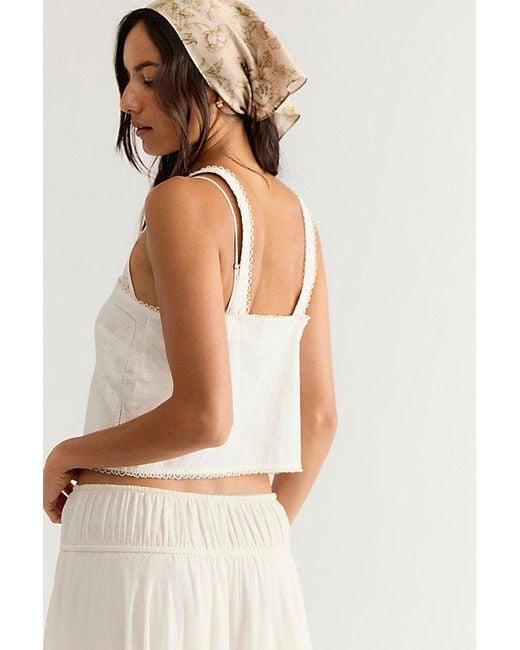 Free People White Nora Embroidered Top