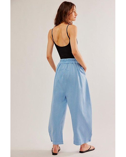 Free People Cool Harbor Wide-leg Pants At In Blue Bliss, Size: Xs
