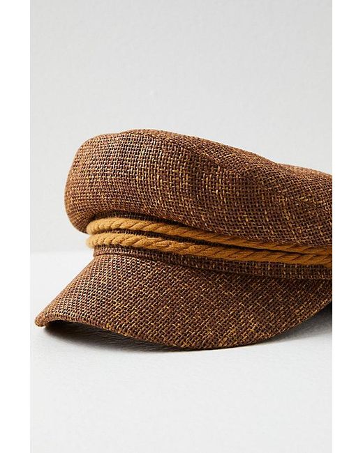 Brixton Black Fiddler Marine Cap At Free People In Straw, Size: Small