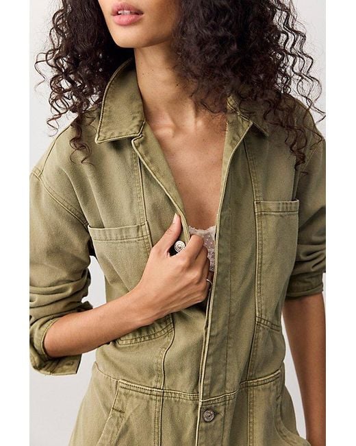 Free People Green Jacoby Carpenter Jumpsuit