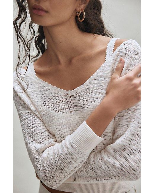 Free People Gray Soft Focus Fine Gauge Linen Pullover