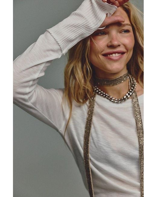 Free People Gray Tinsley Long Sleeve Top