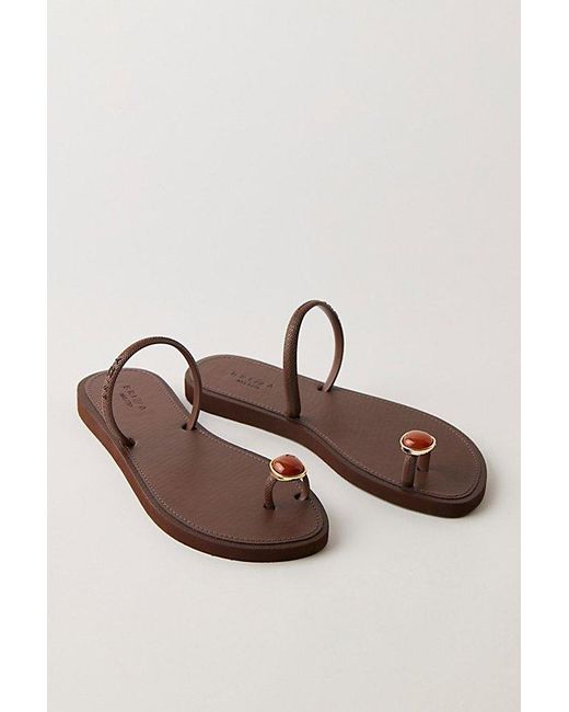 Brizza Arezzo Brown Amber Embellished Sandals By