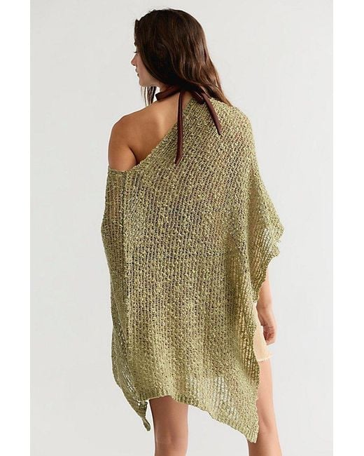 Free People Green Jade Knit Poncho Jacket