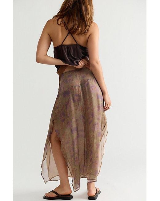 Free People Brown Karis Crinkle Midi Skirt