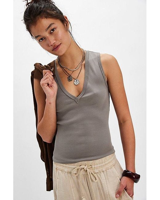 Free People Gray Neria Tank Top